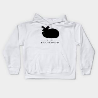 English Angora Rabbit Black Silhouette Kids Hoodie